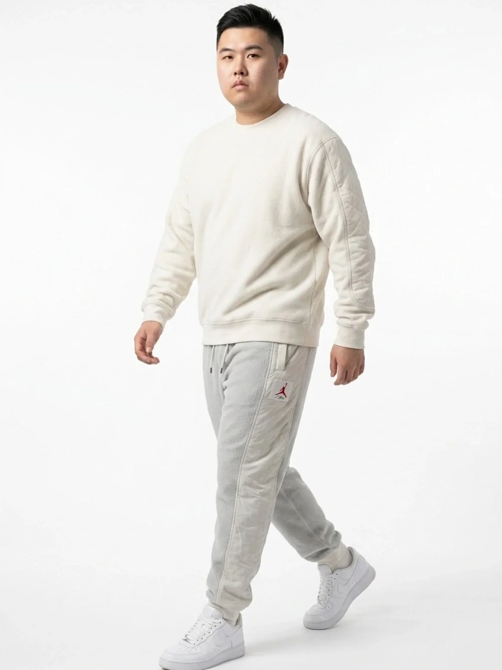Nike Air Jordan Flight Fleece French Terry Nylon Panel Light Gray Men L Joggers